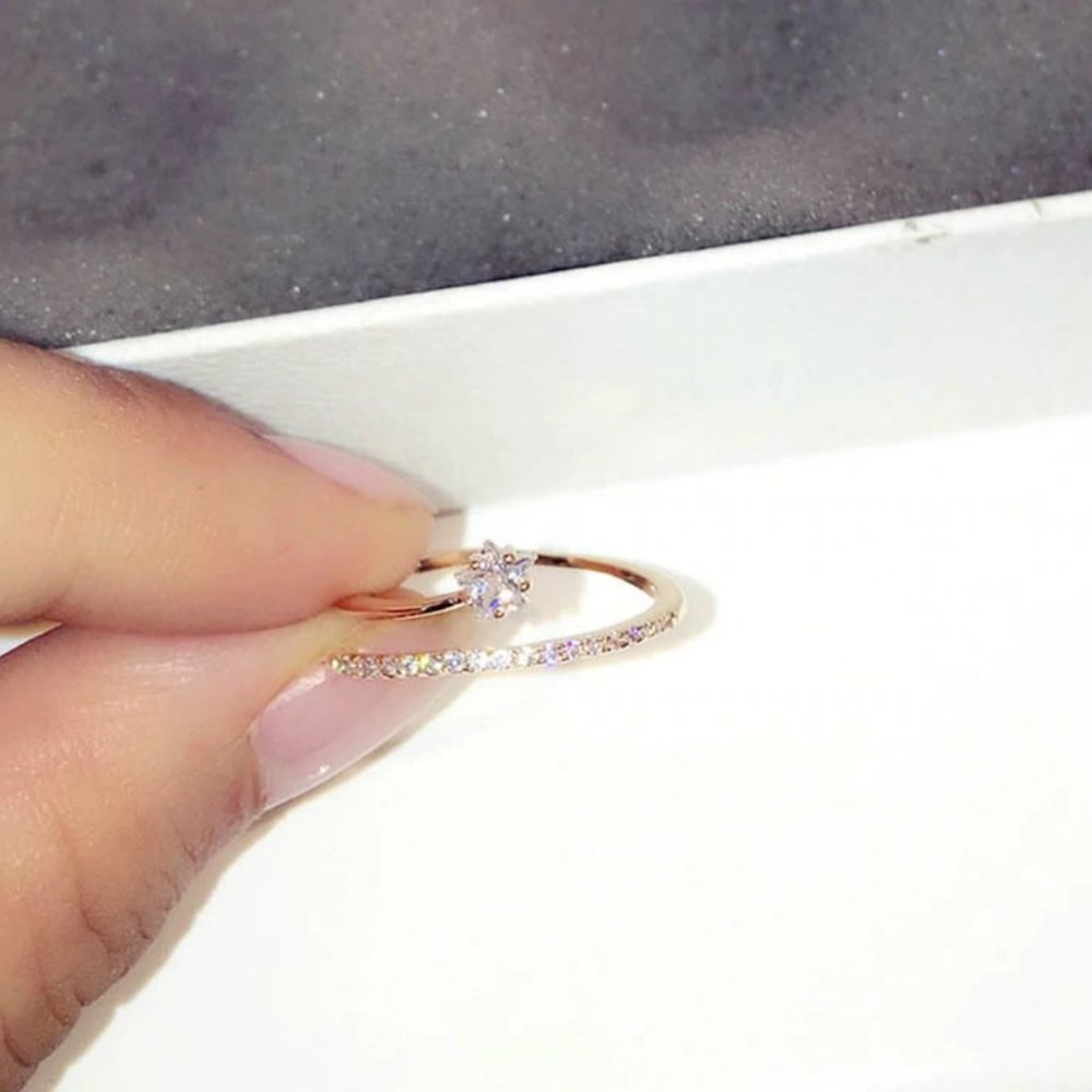 NEW 18K Rose Gold Diamond Star Adjustable Ring - Picture 11 of 11